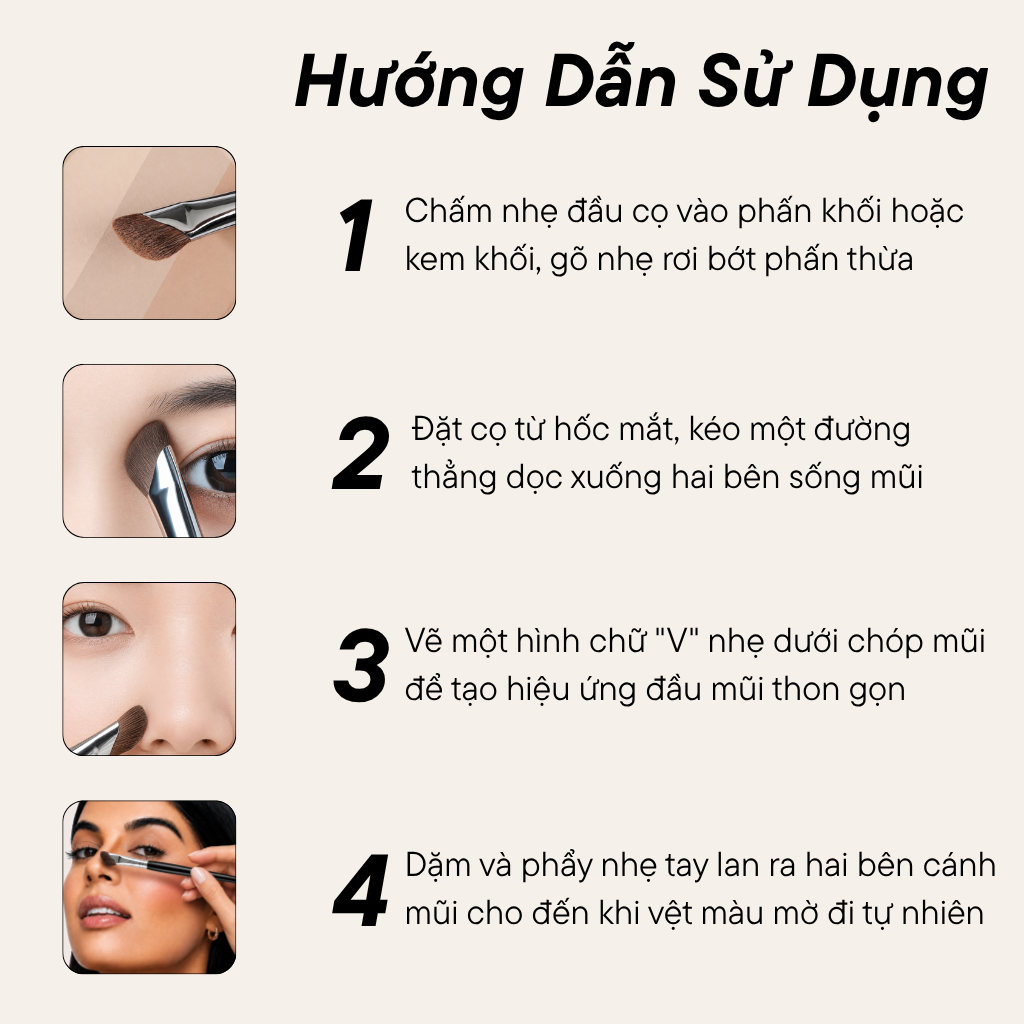 Cọ Đánh Khối Mũi Che Khuyết Điểm Đầu Vát Xéo Bh Cosmetics Nose Shadow Brush BH526